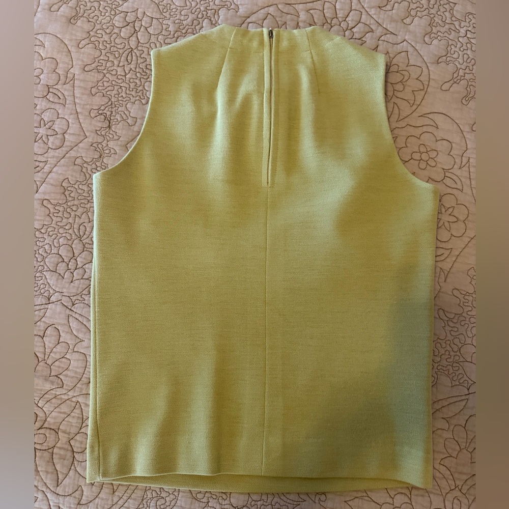 Vintage 60s Mod Olive Green 100% Wool Sleeveless Top, Made in England, Size S - Picture 9 of 12